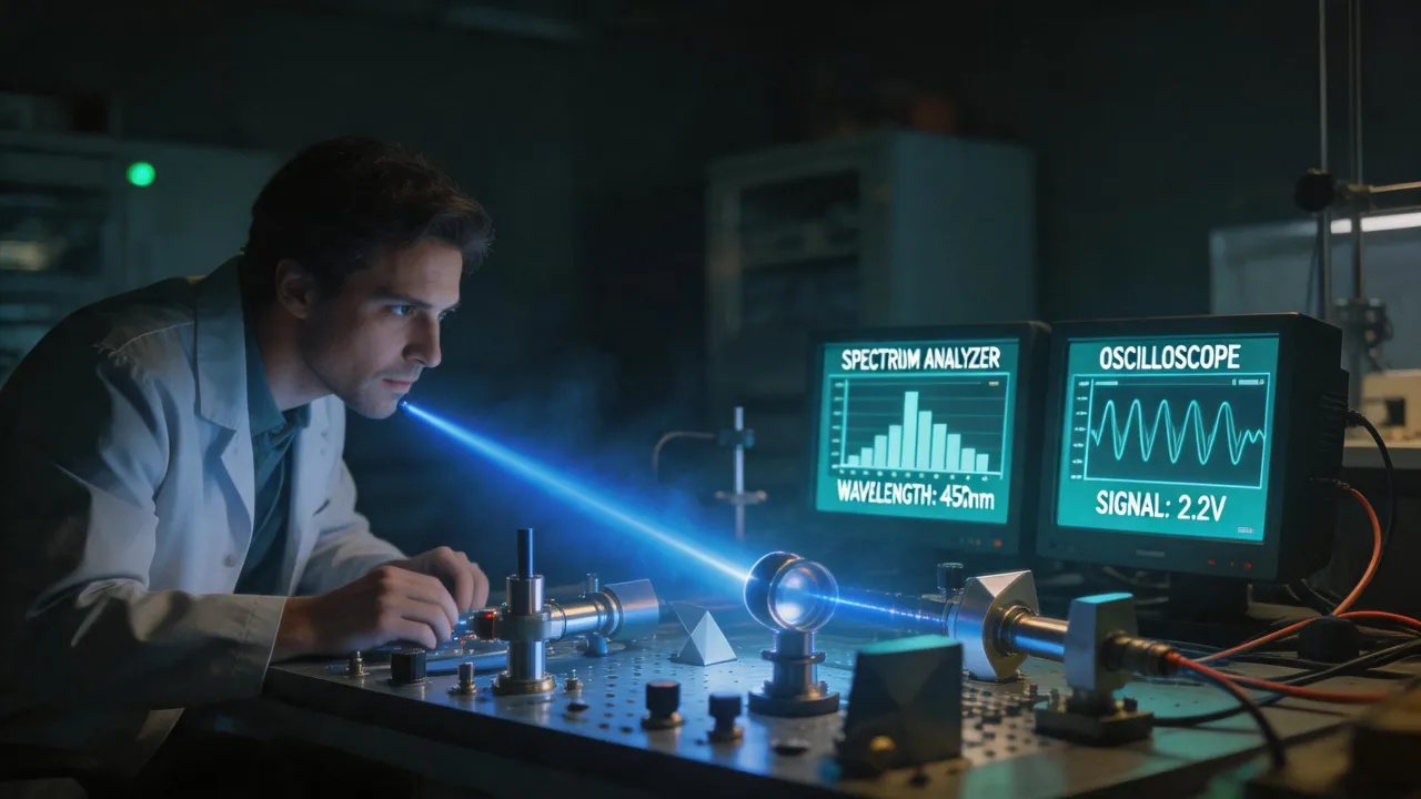 Coherent photonics engineer at beam diagnostics bench
