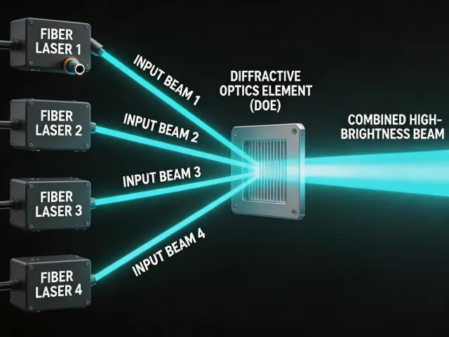 Spectral and coherent beam combining optical schematic